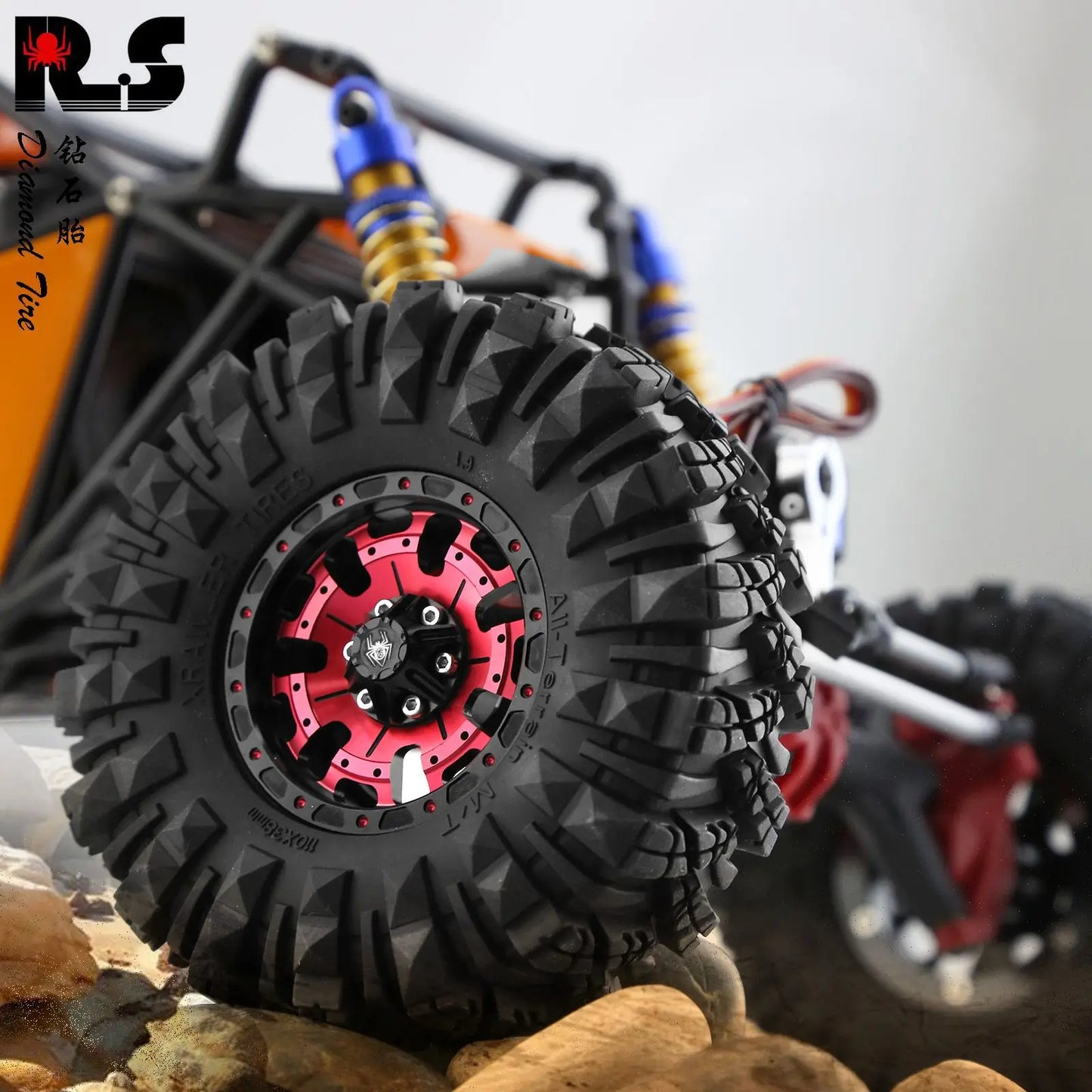 4pcs 110x38mm 1.9 Mud Terrain Tires for 1/10 RC Crawler SCX10 Capra TRX4