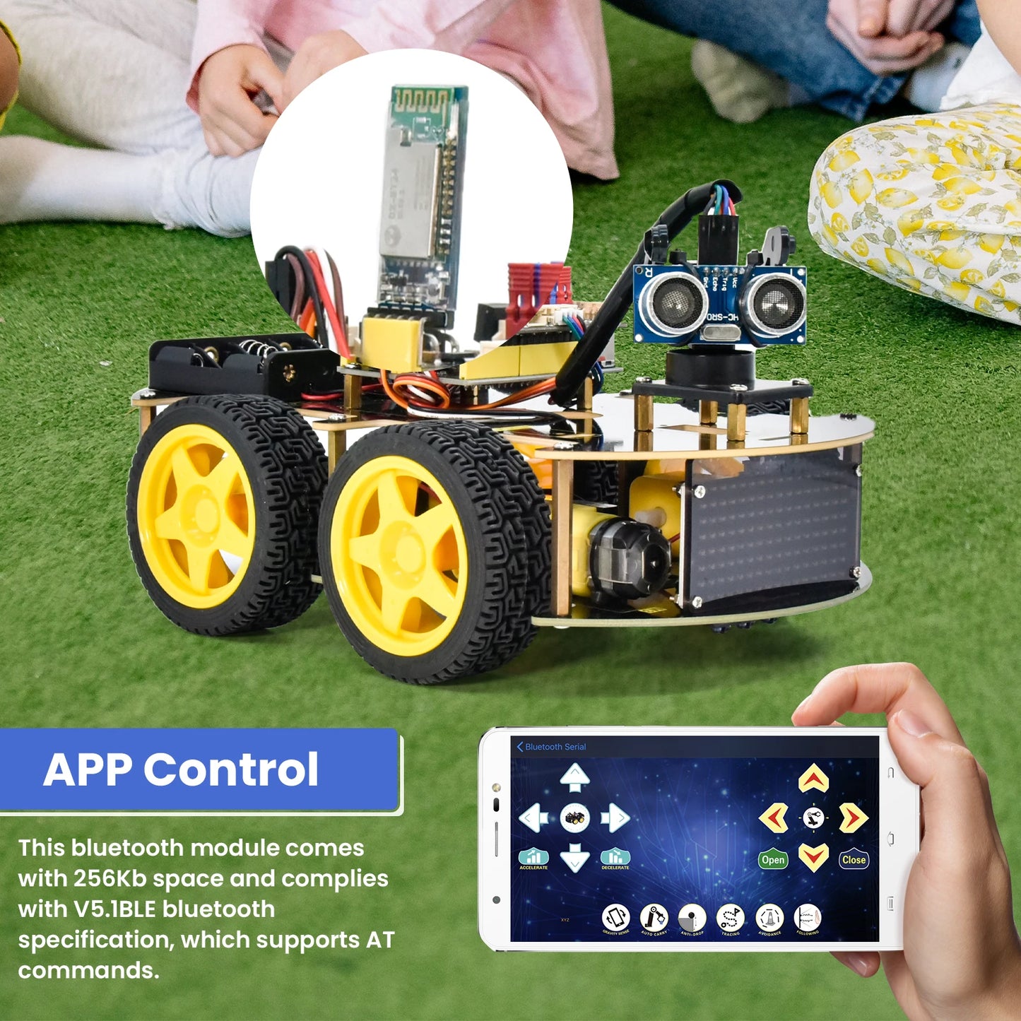 Programming DIY Robot Car Bluetooth Control 4WD Multi Distance Voltage