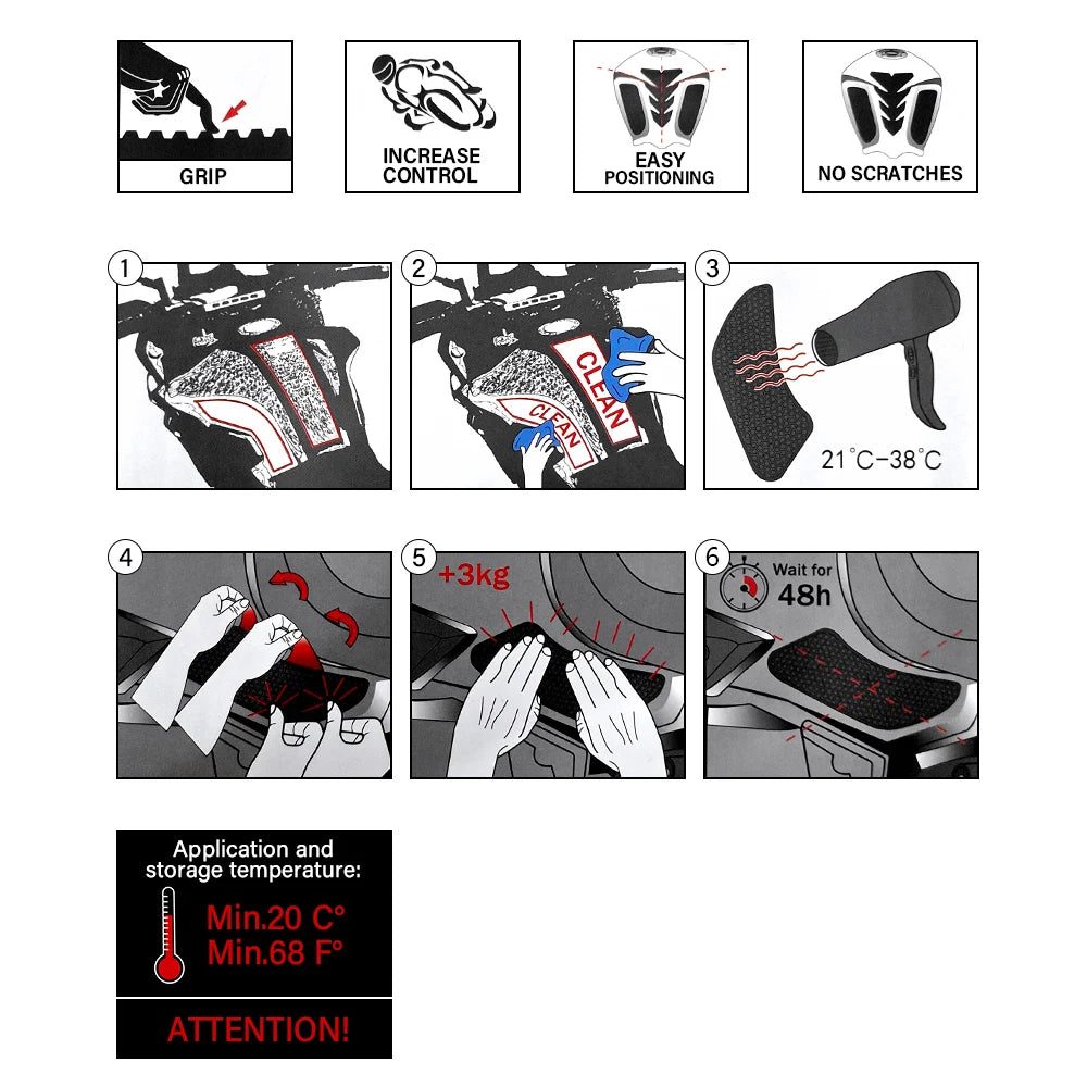 Yamaha Tenere 700 Tank Pad Non-slip Fuel Stickers Decals XTZ690 Traction