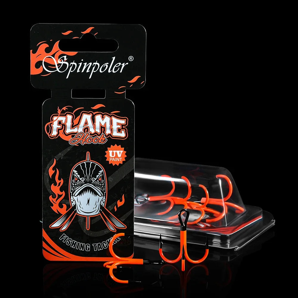 Flame Treble Hook Spinpoler UV Hi-Carbon Steel No 2-0 Fishing Tackle