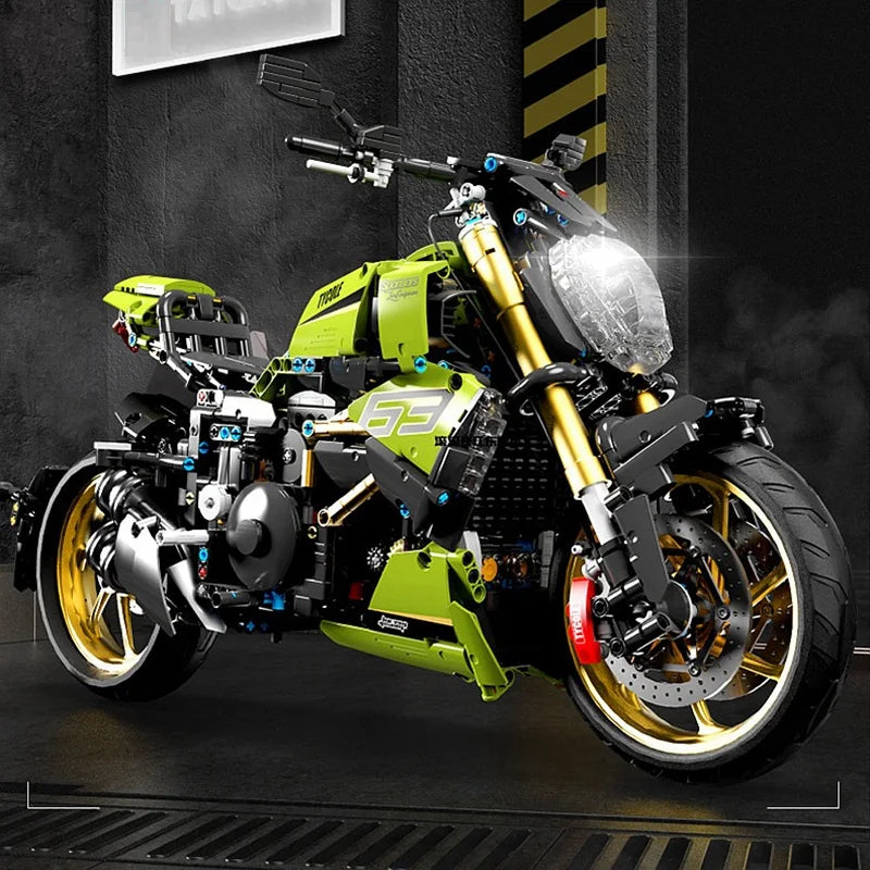 High Tech 1:5 Motorcycle City Sports Rapid Racing Motorbike Locomotive Moc Modular Brick Model Building Block Boy Gift Toy T4021-EXPROTAS
