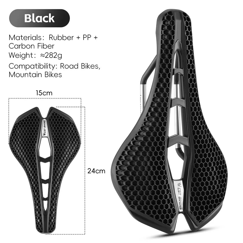 WEST BIKING 3D Printed Bike Saddle Honeycomb Ultralight Breathable Road MTB - EXPROTAS