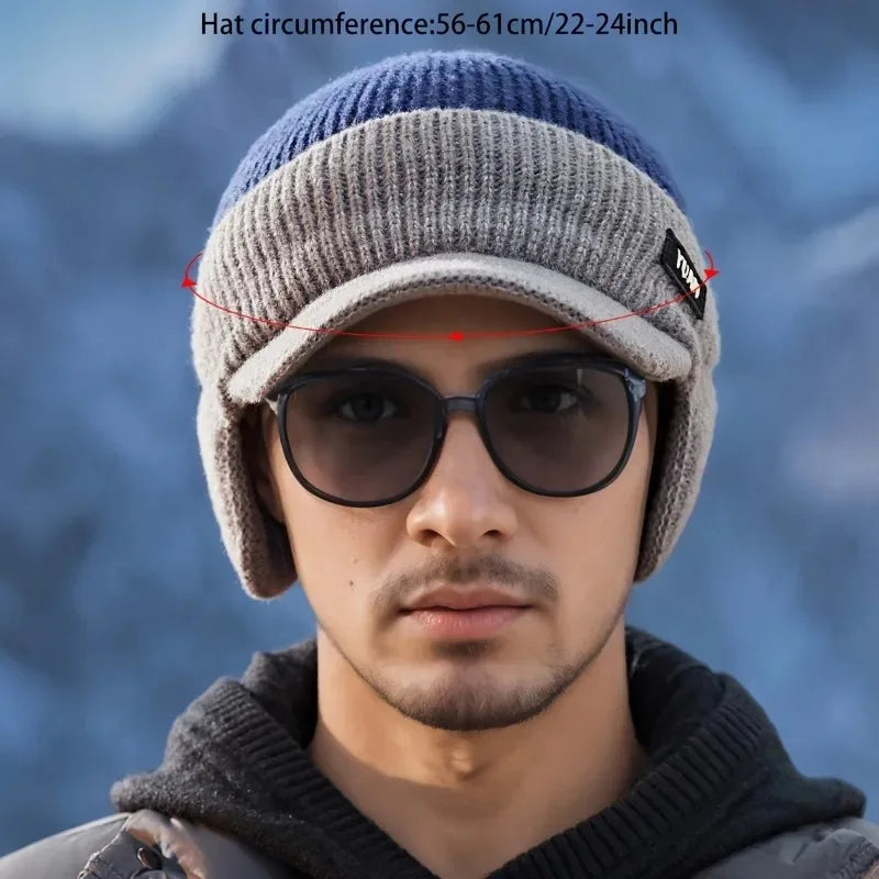 Ear Protection Dual-Tone Knit Baseball Cap for Outdoor Activities
