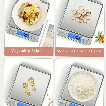 Digital Kitchen Scale Stainless Steel LCD Display Food Weighing Cooking 3kg
