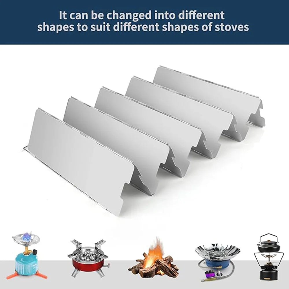 Camping Stove Wind Shield Foldable Gas Cooker Outdoor Alloy Windscreen