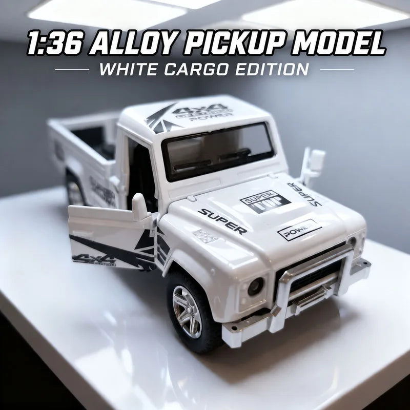 1:36 Defender Style Alloy Pickup Truck Model Pull Back Toy with Doors