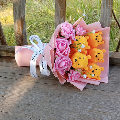 Pooh Bear Bouquet Plush Doll for Wedding Graduation Birthday Christmas