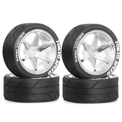 RED SPIDER 65mm Wheel Tires 12mm Hex Blue Rim for 1/10 1/12 1/14 RC Car