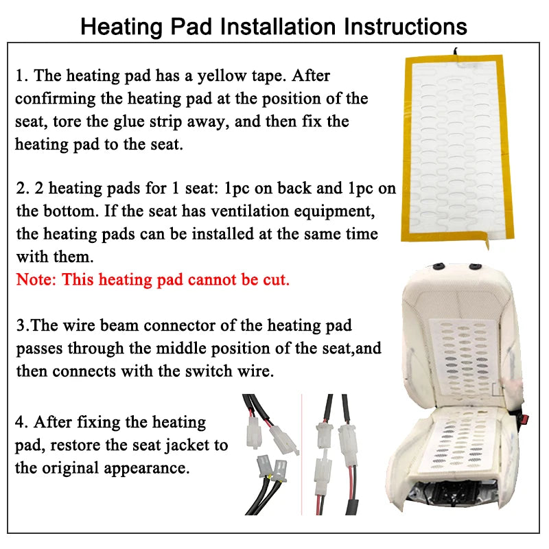 Universal Built-In Car Seat Heater Kit Fit 2 Seats 12V Alloy Wire Heating Pads 3 Levels Dual Control Heated Switch System-EXPROTAS