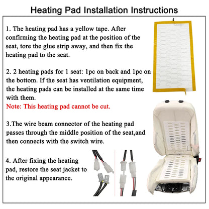 Universal Built-In Car Seat Heater Kit Fit 2 Seats 12V Alloy Wire Heating Pads 3 Levels Dual Control Heated Switch System-EXPROTAS