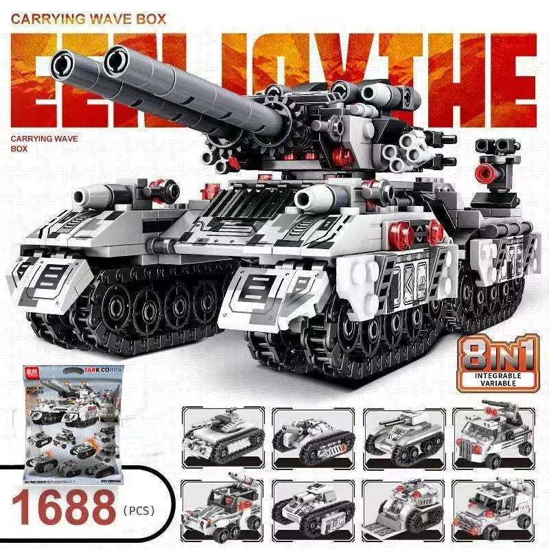 2026 Military Vehicle Tank Building Blocks Model Toy Set 8in1 Construction
