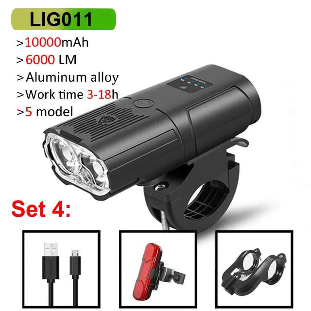 NEWBOLER Bicycle Front Headlight 6000 Lumen 10000mAh USB Rechargeable MTB Road - EXPROTAS