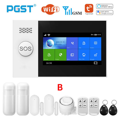 PGST PG-107 Tuya Wireless Home WIFI GSM Home Security With Motion Detector Sensor Burglar Alarm System APP Control Support Alexa-EXPROTAS