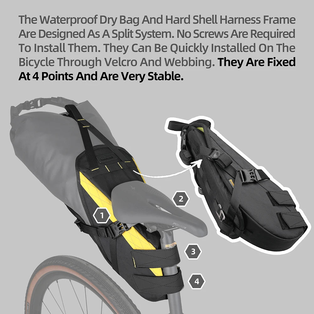 Waterproof Rhinowalk 14L Bike Saddle Bag Stable Not Shaking Removable Dry Bag for Mtb Road Gravel Bike Bikepacking