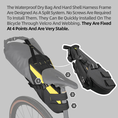 Waterproof Rhinowalk 14L Bike Saddle Bag Stable Not Shaking Removable Dry Bag for Mtb Road Gravel Bike Bikepacking