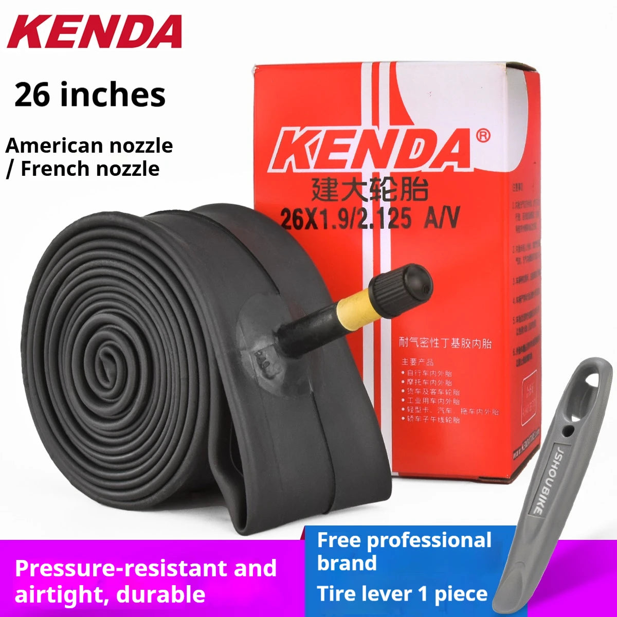 Inner Tube KENDA 26 Inch MTB  Butyl Rubber AV FV 32/36/48mm 1.25-2.4 Tyres