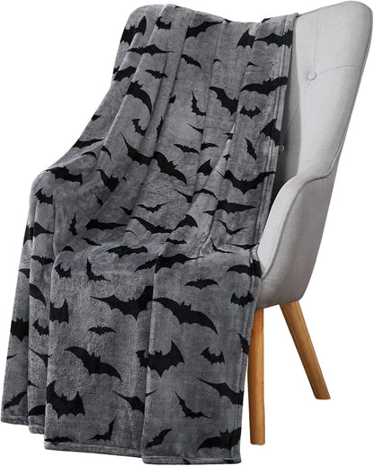 1PC Black Bat Fleece Blanket Soft Halloween Flying Bats Gift