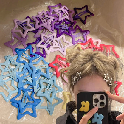 20Pcs Y2K Silver Star Hair Clips Snap Barrettes for Girls Accessories