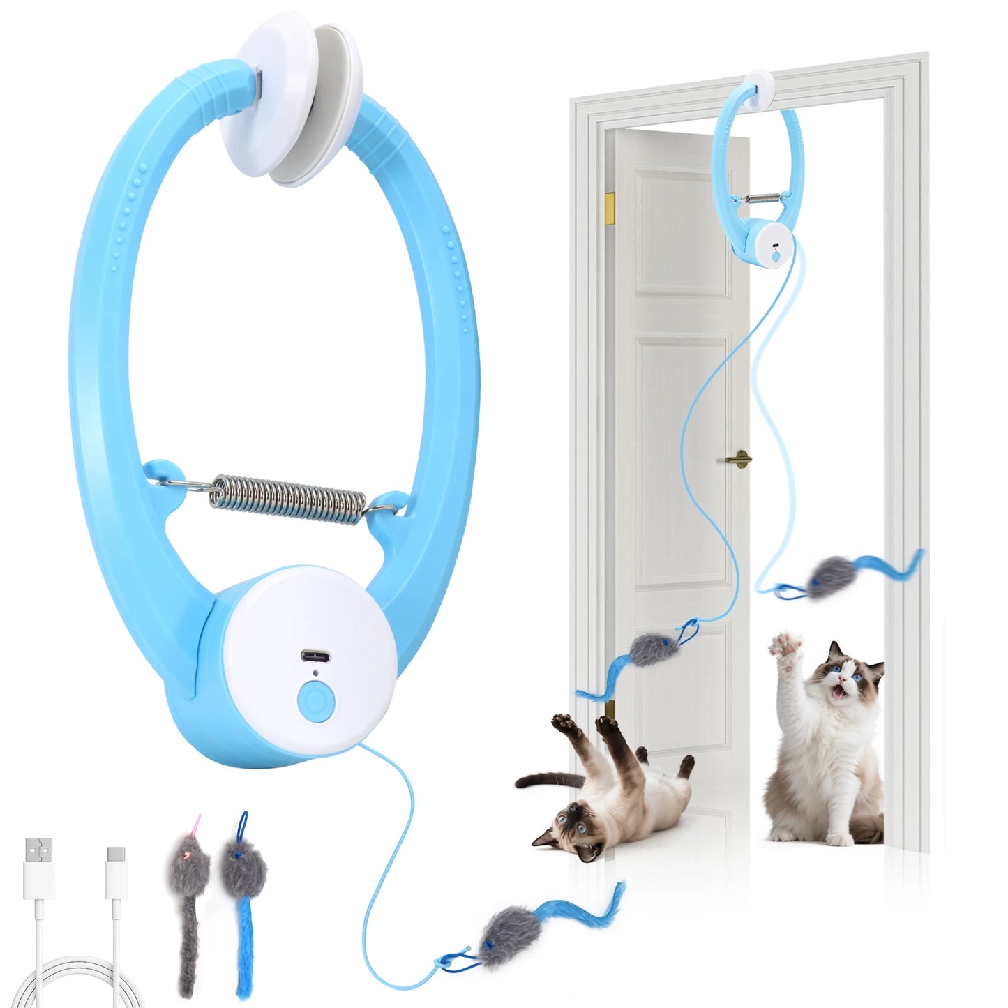 Automatic Interactive Cat Toy USB Rechargeable Feather Wand for Indoor Cats