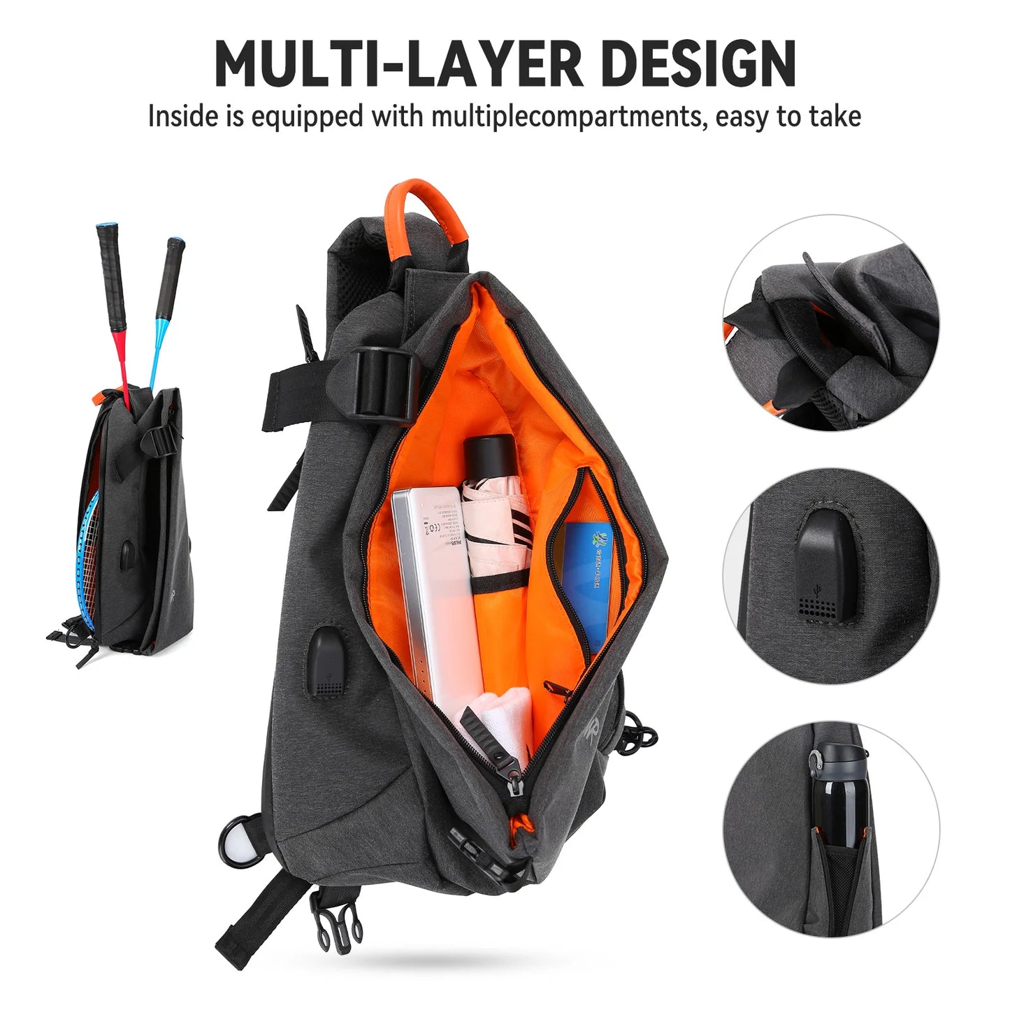 Crossbody Sling Bag Anti Theft Chest Shoulder Backpack for Men Women Travel
