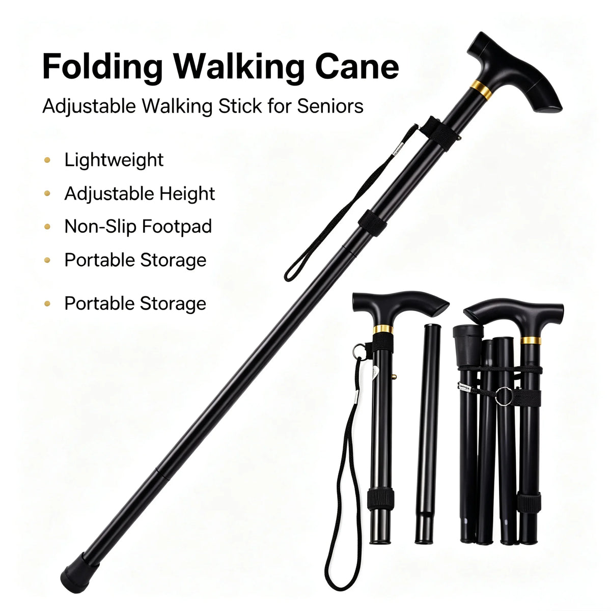 Trekking Pole Lightweight Telescopic Folding Walking Stick for Hiking
