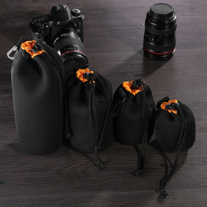 Camera Lens Pouch Bag Neoprene Waterproof Soft Case For Canon Sony DSLR Lenses