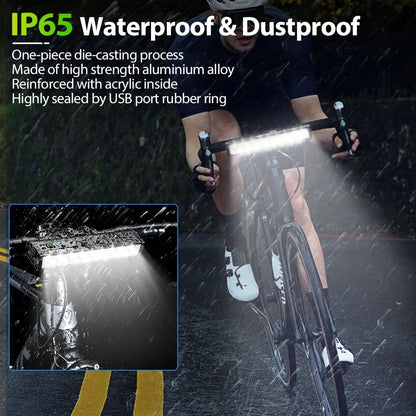 10000mAh Bicycle Headlight 17 LED USB Rechargeable Power Bank MTB Front Light