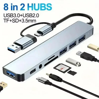 4K HDMI Adapter USB C Hub 8In1 with RJ45 SD TF Card Reader PD Charge