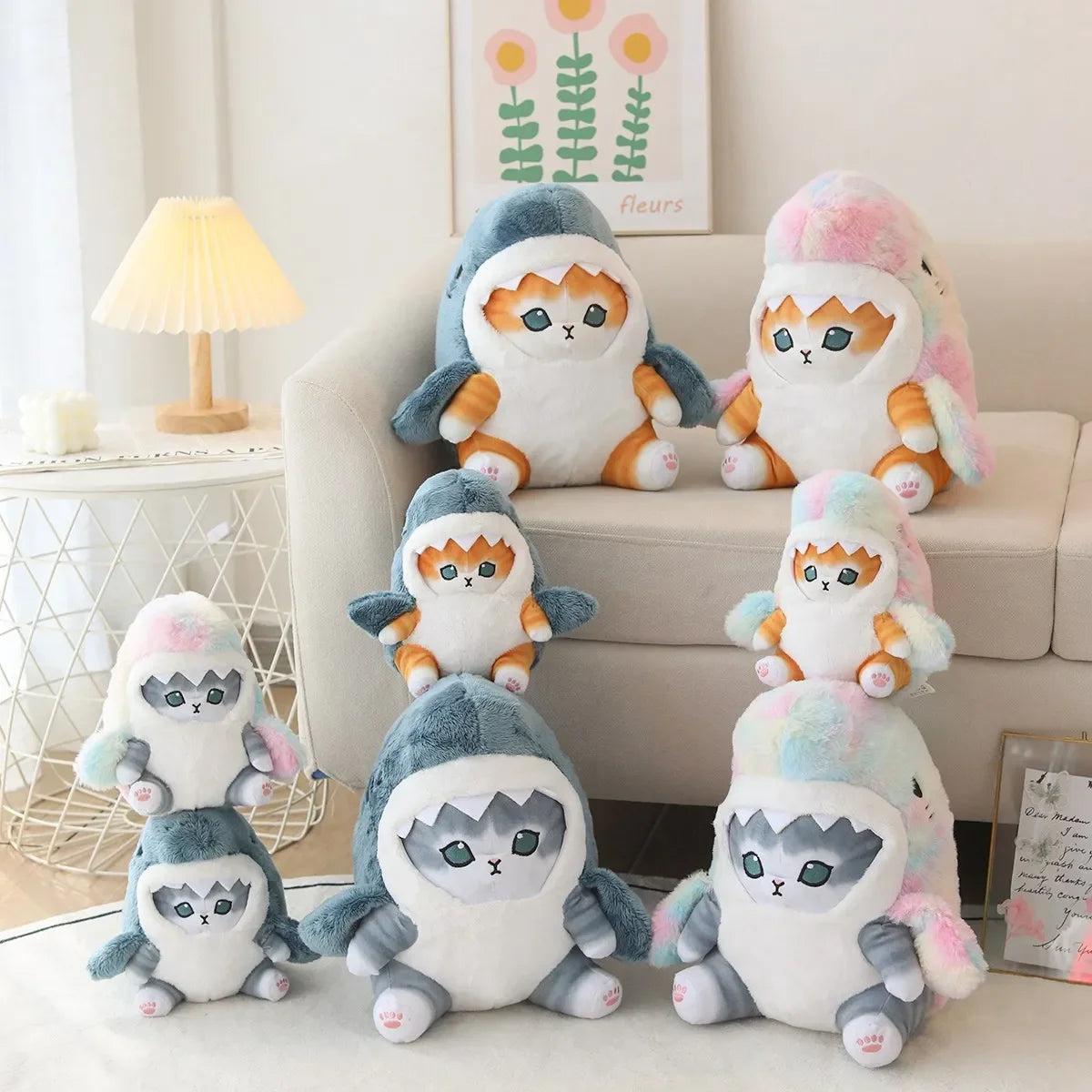 Kawaii Shark Cat Plush Soft Stuffed Doll Toy for Kids Birthday Gift