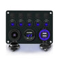5 Gang Switch Panel 12V USB Voltmeter Toggle for Boat Car Truck RV ATV