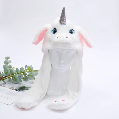 Warm Ear Protection Unicorn Hat with Moving Plush Ears for Kids Party
