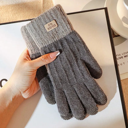 Touch Screen Gloves Winter Warm Knit Mittens Full Finger Wool for Men Women