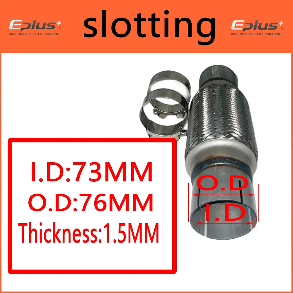 EPLUS Exhaust Flex Pipe | Telescopic Braid Muffler Connector Stainless Steel