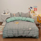 Cotton Duvet Cover 100% Cotton Bedding Set with Plaid Stripe 1 Duvet 2