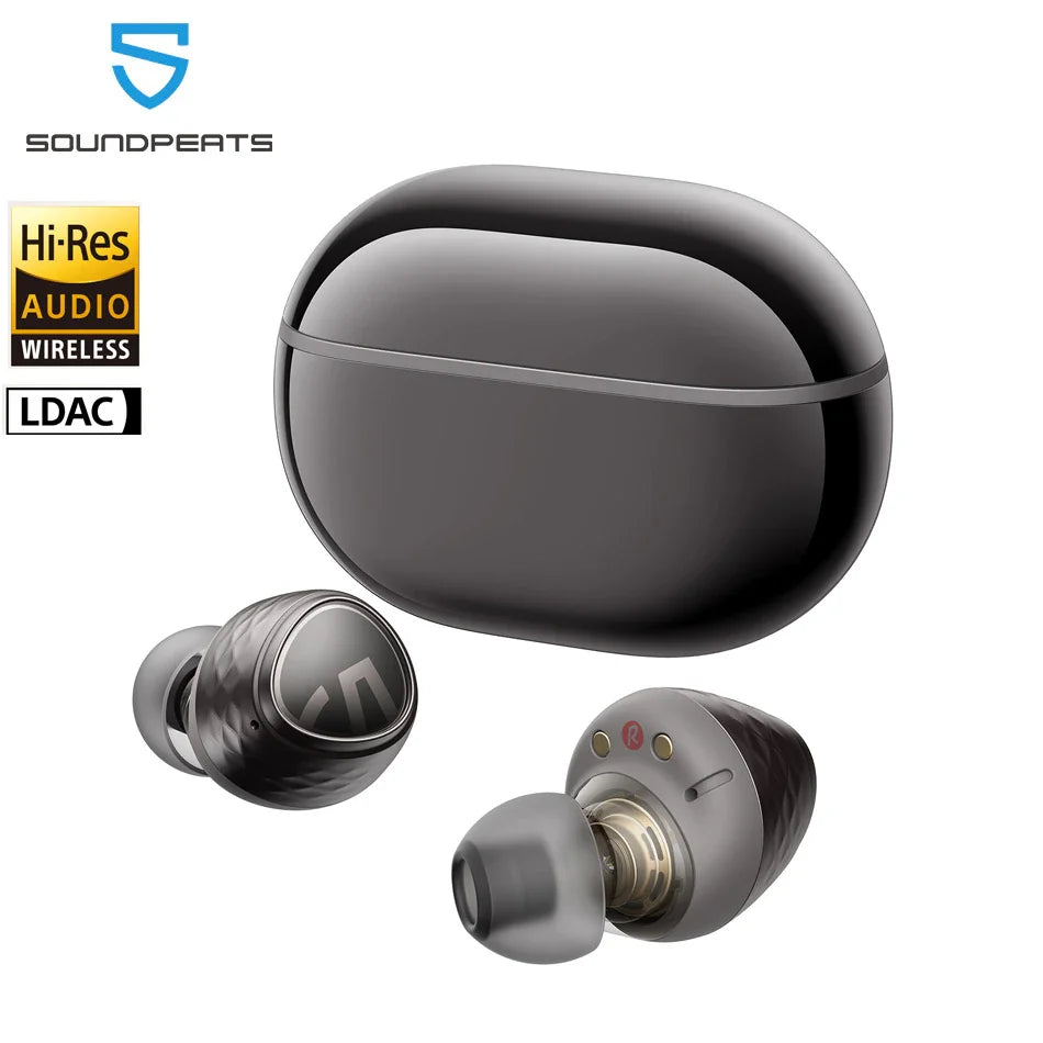 SoundPEATS Engine4 Hi-Res Bluetooth 5.3 Wireless Earbuds with LDAC, Coaxial Dual Dynamic Drivers for Stereo Sound, Total 43 Hrs-EXPROTAS