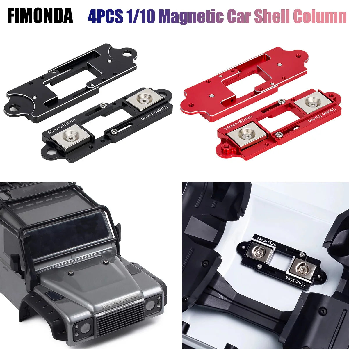 4Pcs Magnetic Body Post Mount 55-85mm 1/10 RC Crawler TRX4 TRX6 SCX10