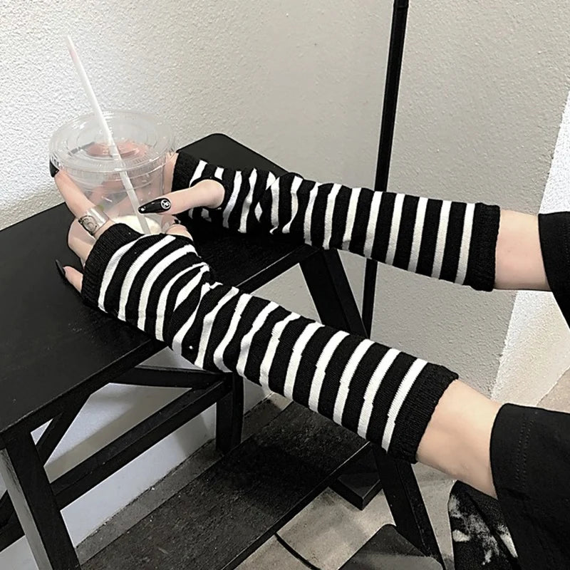 Warm Winter Gloves Fingerless Long Knitted Mittens for Men Women