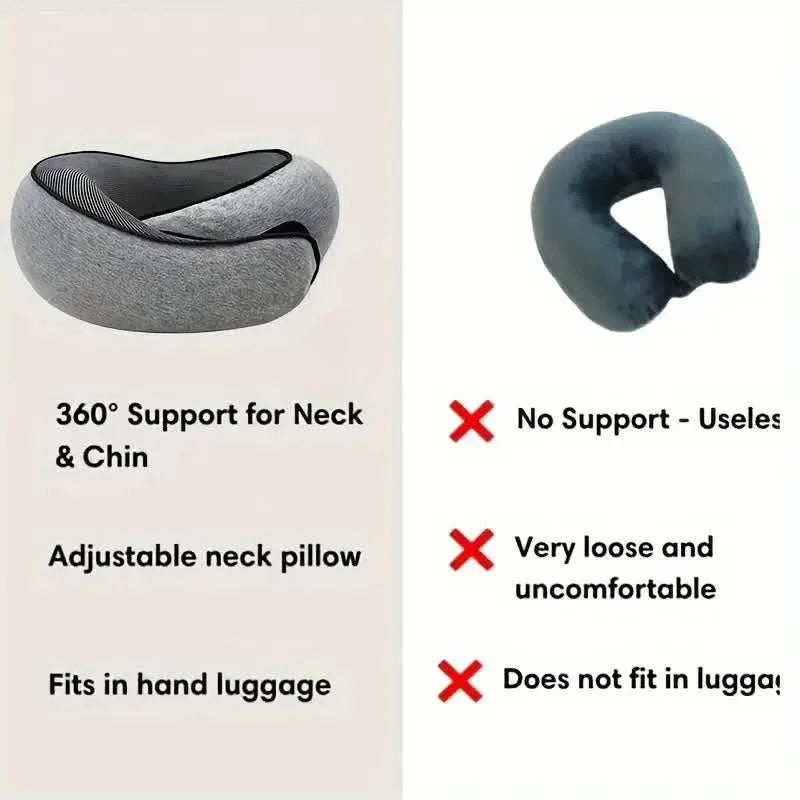 Memory Foam U-Shape Travel Neck Pillow Soft Portable Adjustable Support