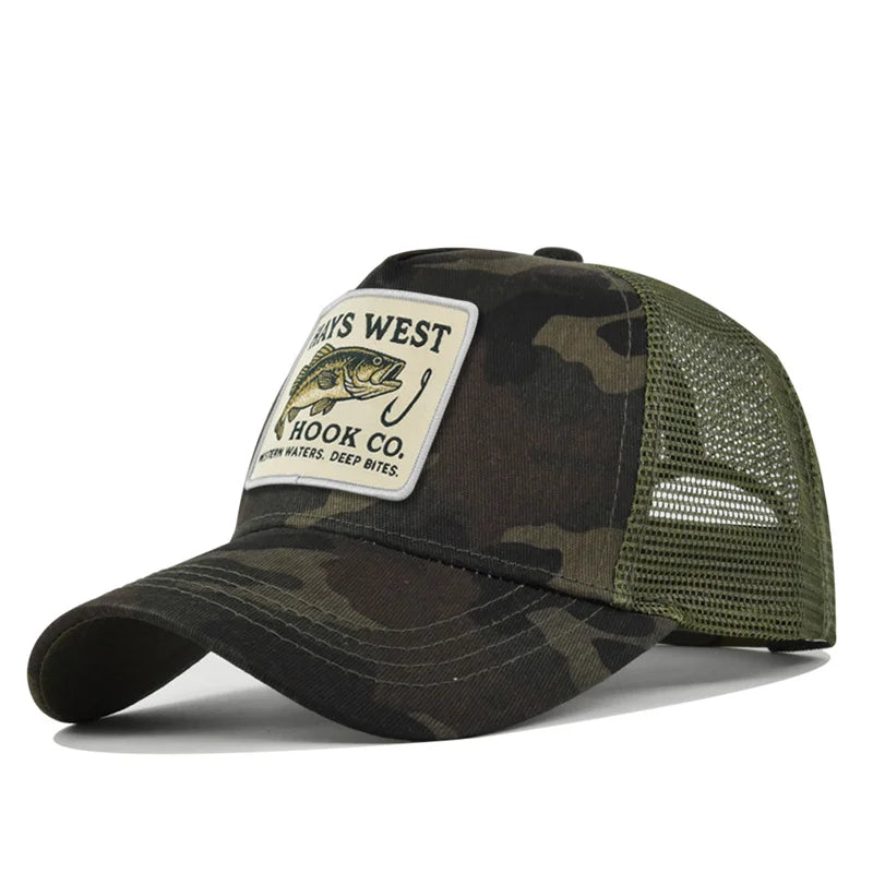 Mesh Fishing Cap Snapback Trucker Hat Breathable Unisex Outdoor