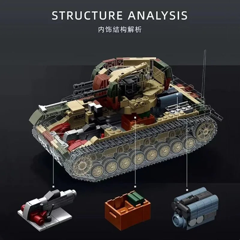 1474pcs Military Cyclone Anti-Aircraft Building Blocks Army Brick Model Set