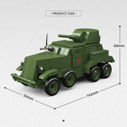 WW2 BA-10 Armored Car 1:35 Building Blocks Military Brick Model Educational Toy Gift