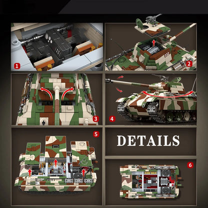 WW2 German Panther Medium Tank Building Blocks Military Brick Model Toy Set