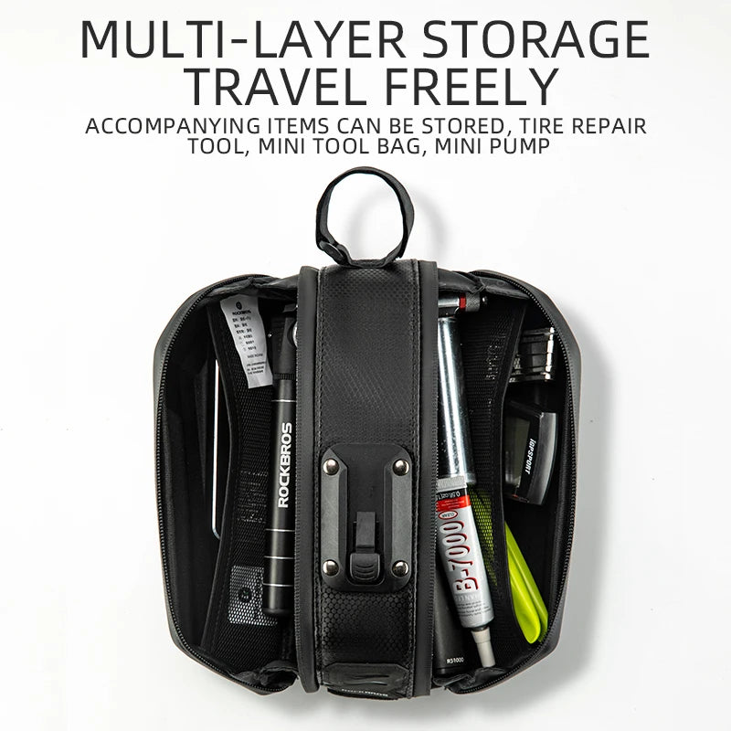 ROCKBROS 1.7L Waterproof Rear Bike Bag Quick-Release Seatpost Shockproof Storage