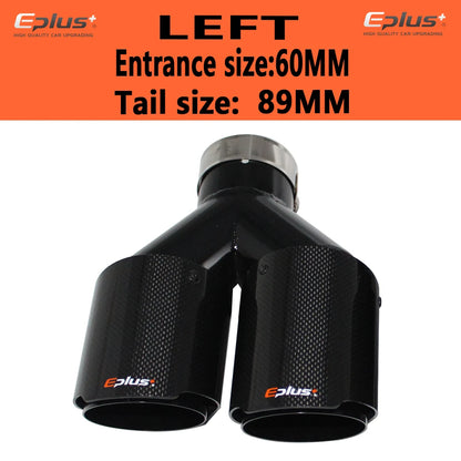 EPLUS Carbon Fiber Y-Shape Dual Exhaust Tip Glossy Black Stainless Universal