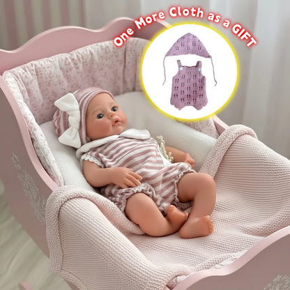 25cm Meadow Silicone Reborn Girl Doll Open Mouth Washable Painted 2 Outfits