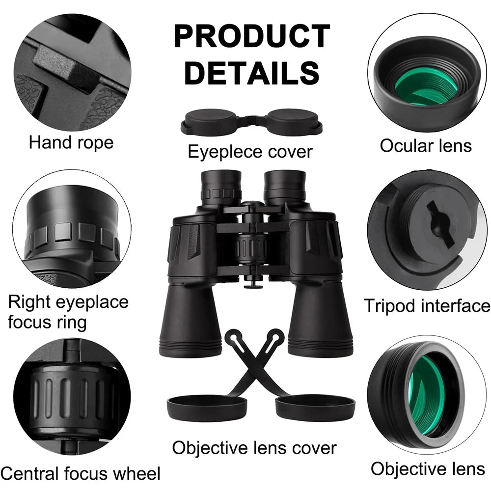 20x50 BAK4 FMC Binoculars Smartphone Adapter Hiking Hunting Outdoor Optics