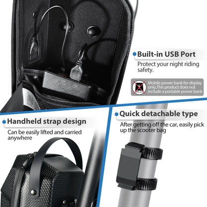 NEWBOLER Electric Scooter Front Handlebar Bag Waterproof EVA USB Port 3L/5L - EXPROTAS
