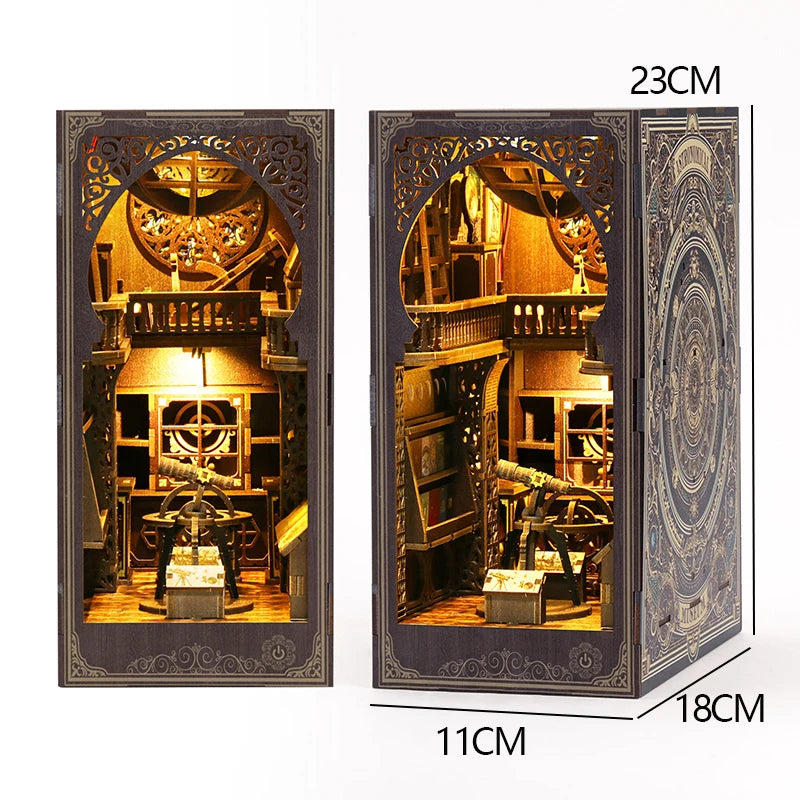 DIY Wooden Book Nook Mini Dollhouse 3D Puzzle Kit Bookshelf Insert Decor Gift - EXPROTAS