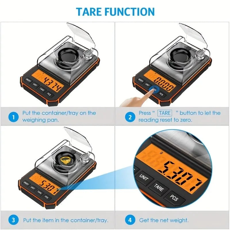 0.001g Precision Digital Jewelry Scale 50g Mini Pocket Milligram Scale