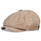 Tweed Peaky Blinders Hat Adjustable Newsboy Cap Herringbone Wool Flat